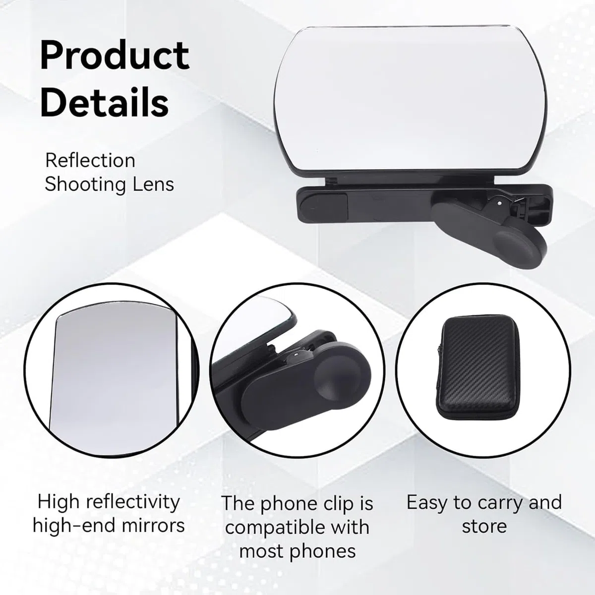Selfie-Spiegel mit Spiegeleffekt-Objektiv und „Shoot The Sky Lake Water Portrait Reflection“ Smartphone-Kameraspiegel-Clip-Set für alle Smartphones
