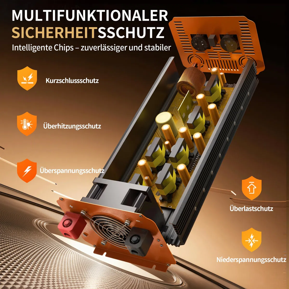 4000W Wechselrichter Reiner Sinus 12V auf 230V KFZ Spannungswandler mit LED AC Steckdosen, Solar Power Inverter für LKW, Haus, Fahrzeuge, Reise 8000W Peak KFZ Konverter