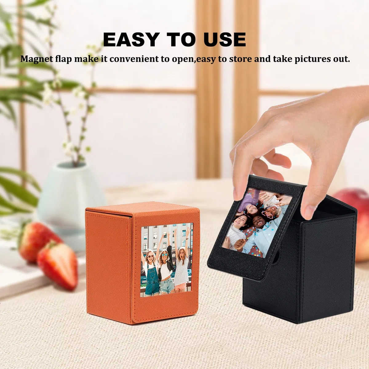 Bilderhalter für Fujifilm Instax Square SQ1 SQ20 SQ40 SQ10 SQ6 SP-3 Sofortbildkameras, quadratische Fototasche, Aufbewahrungsbox für 72 x 86 mm Filme/Fotos/Kpop-Fotokarten usw, braun,