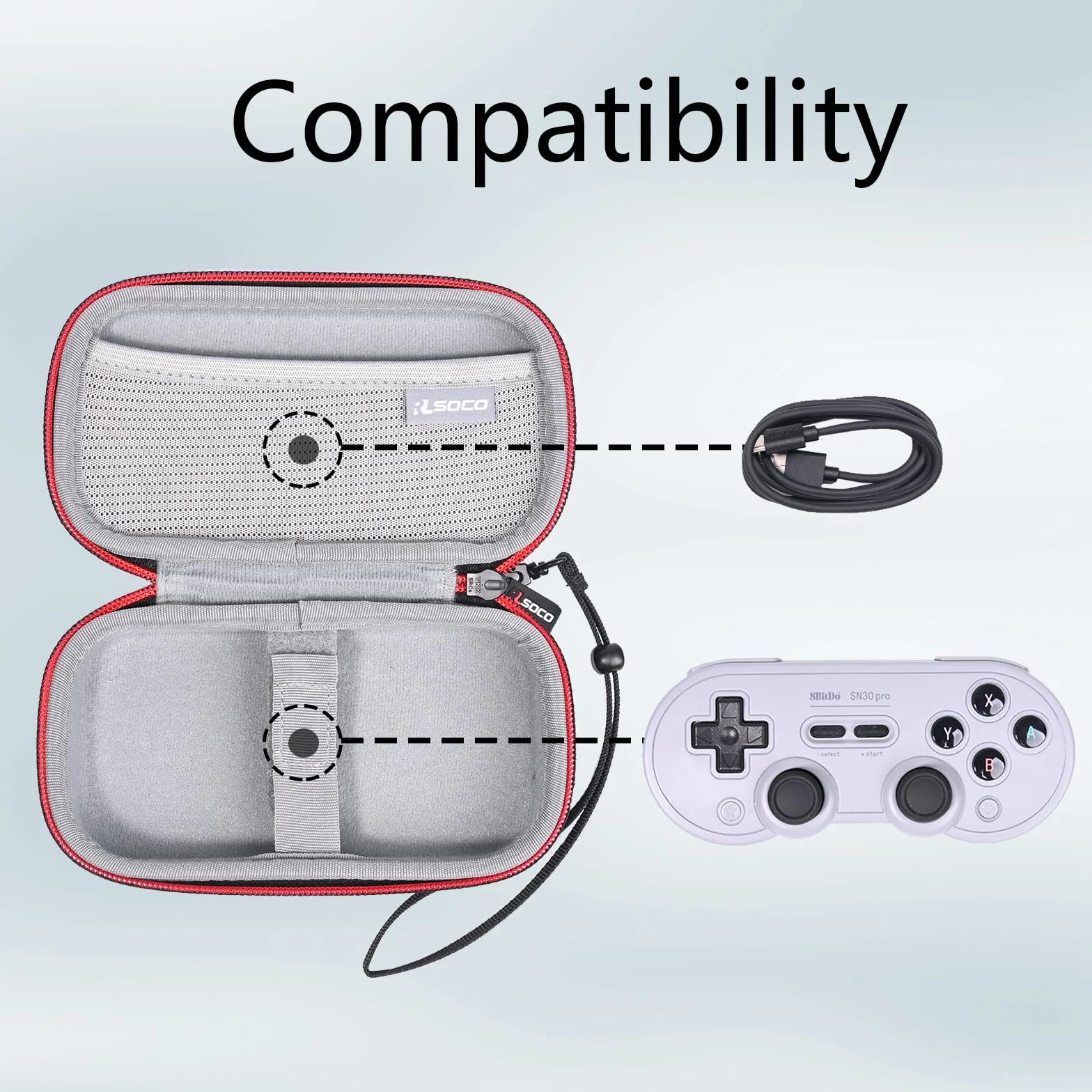 RLSOCO Tasche für 8Bitdo Micro/M30/SN30 PRO Bluetooth Gamepad Controller & für GENKI x 8BitDo PocketPro Bluetooth Controller (Nur Tasche)