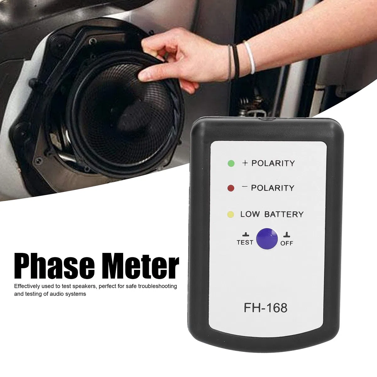 Phasendetektor, Tester, Audio-Lautsprecher, Horn, Positive Negative Polarität, PH-Phasenmesser für Auto