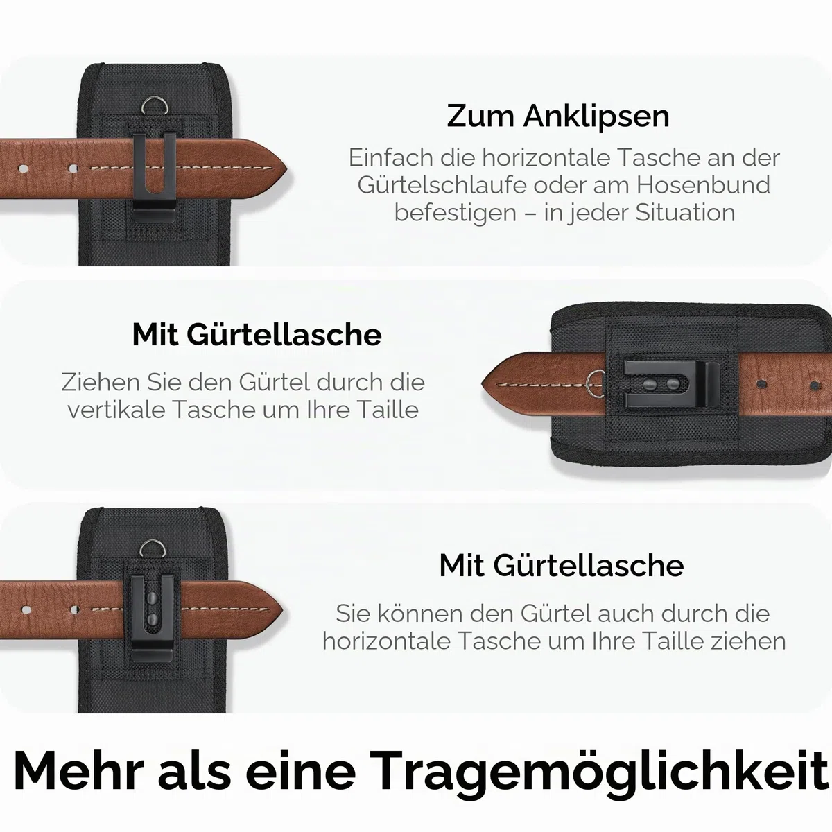Handy Gürteltasche Premium Gürtel Tasche Handytasche für Galaxy S24 Ultra S23 Ultra S22 Ultra 5G Note 20 Ultra 5G Note 10+ Plus 5G -XL