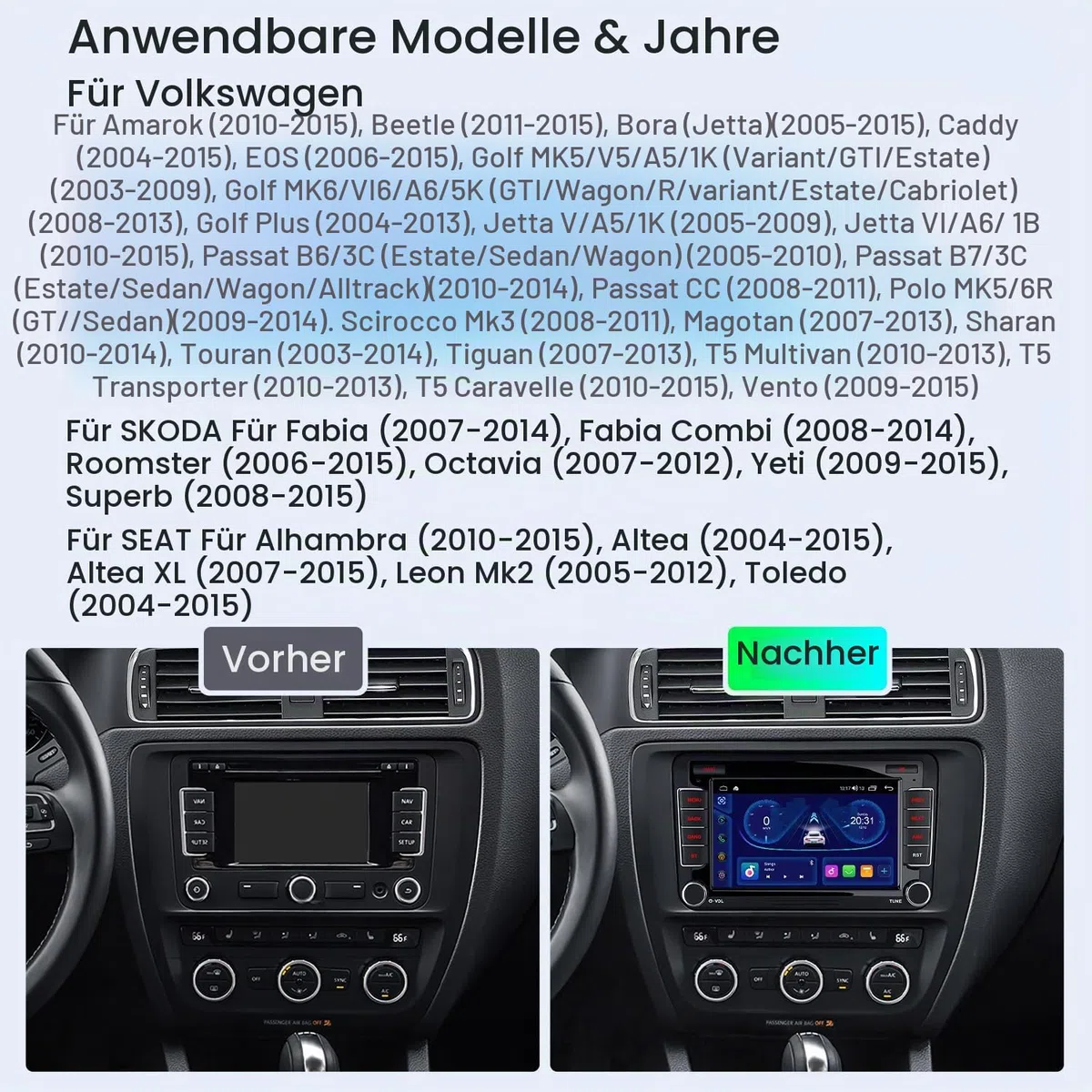 XTRONS 7 Zoll 4+64GB Android Autoradio für VW T5 Golf 5 6 Passat B7 Polo