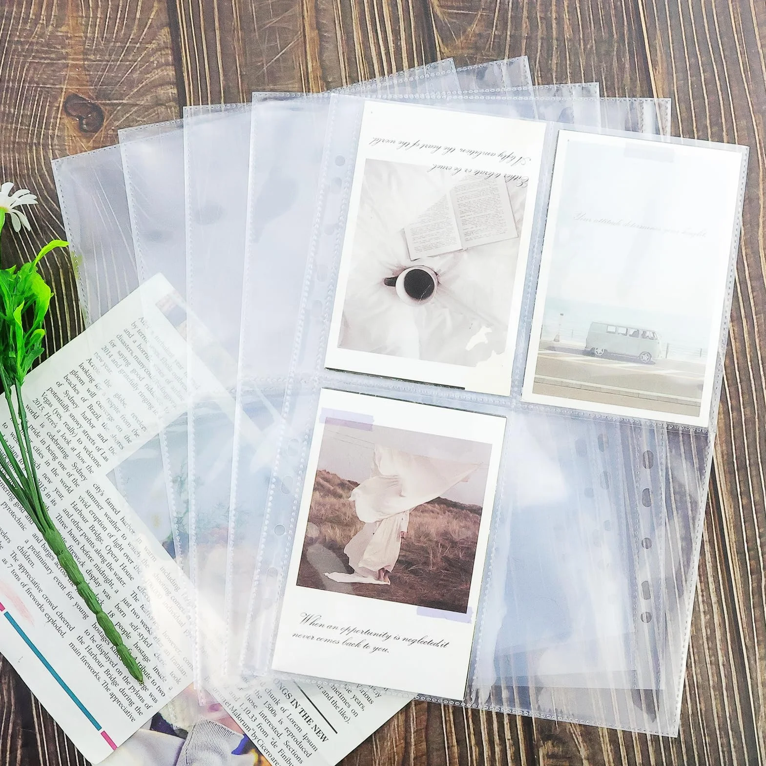 55er Pack A4 Fotohüllen mit 440 Doppelseitig Fächern, Transparente Postkartenhüllen mit 4 Fächern, Klarsichthüllen a4, Top Loading Nachfüllseiten für Fotoalben