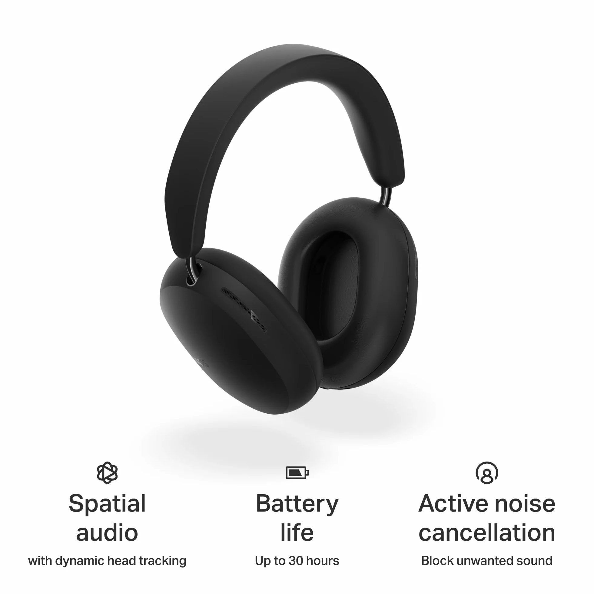 Sonos Ace - Kabelloser Bluetooth-Kopfhörer mit Geräuschunterdrückung - Bis zu 30 Stunden Akkulaufzeit - Spatial 3D Audio - Dynamic Head Tracking - Schwarz