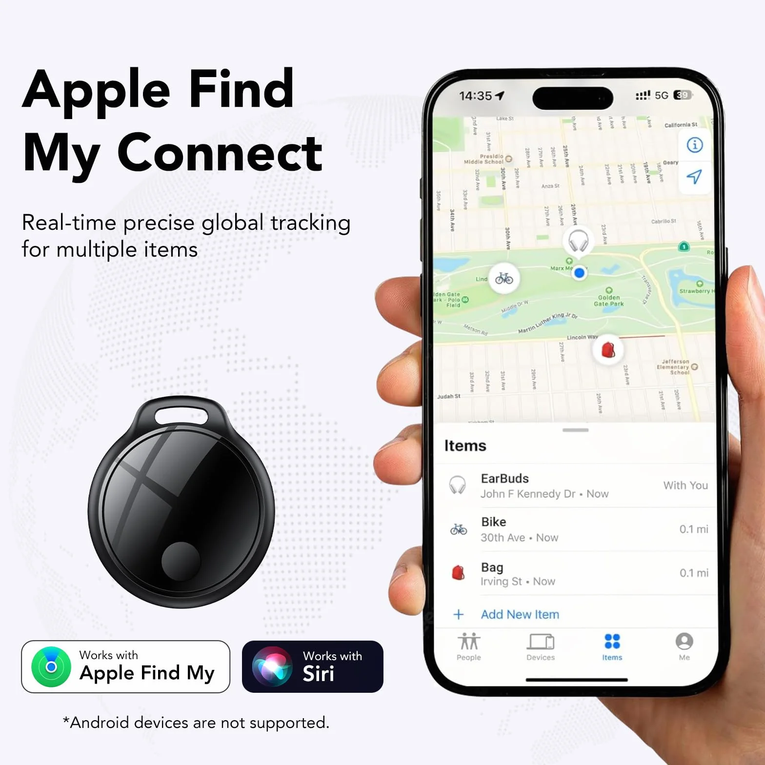 Smart Tracker Tag 4er Pack, Schlüssel Finder Kompatibel mit Apple Find My APP (nur iOS), IP68 wasserdicht, Austauschbarer Akku, Bluetooth Key Finder für Gepäck/Taschen/Koffer/Brieftasche