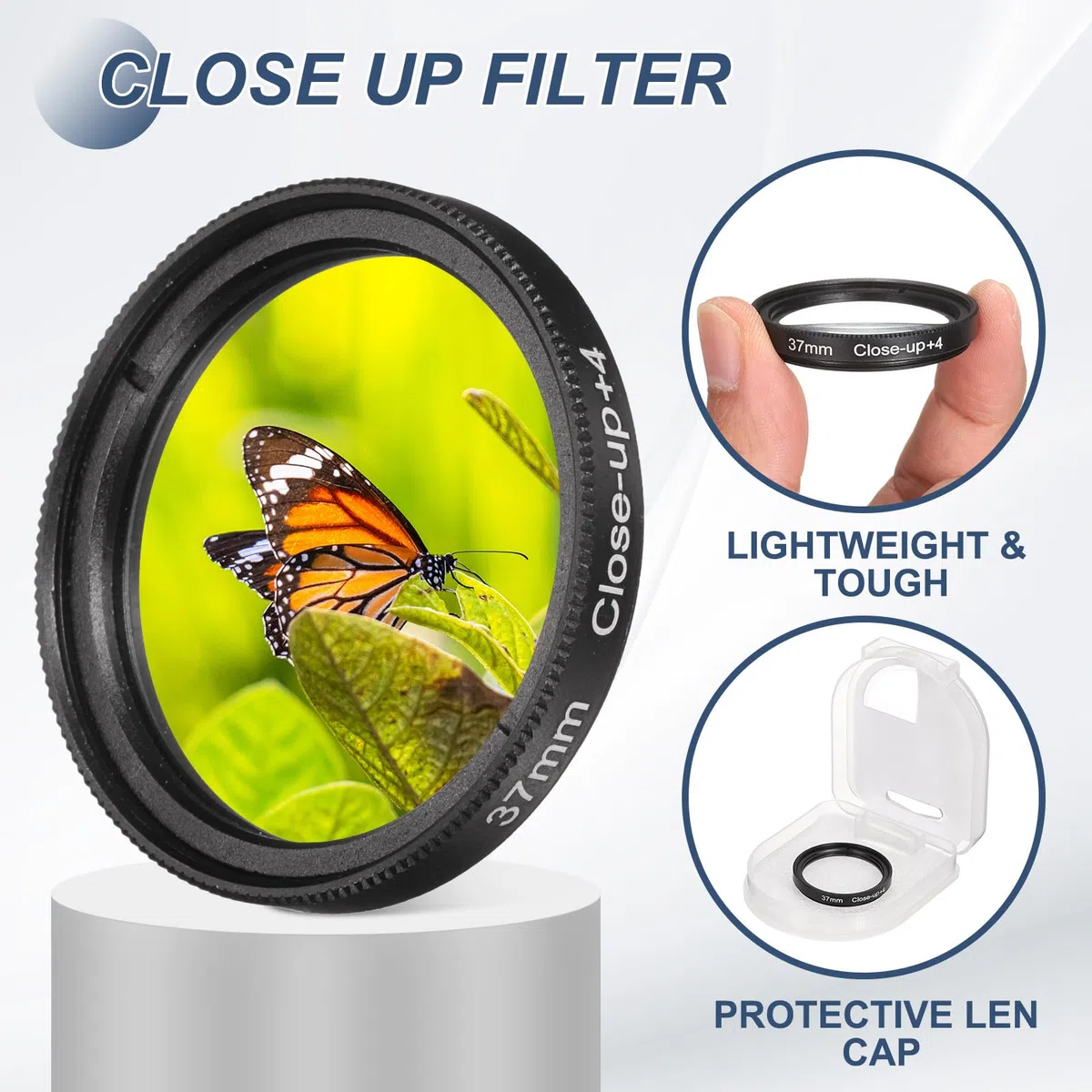 PATIKIL 82mm Nahfilter Makroobjektivfilter +4 Dioptrien Vergrößerungsnahlinsen mit Objektivdeckel Kamera Schwarz