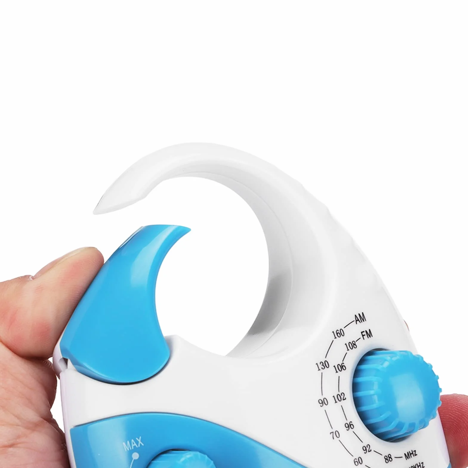 Tragbares Radio, Hakentyp Blau AM FM Radio Batteriebetriebenes, Wasserdichtes Duschradio mit Eingebautem Lautsprecher, Praktisches Radio für Rundfunk, Musik, Nachrichten