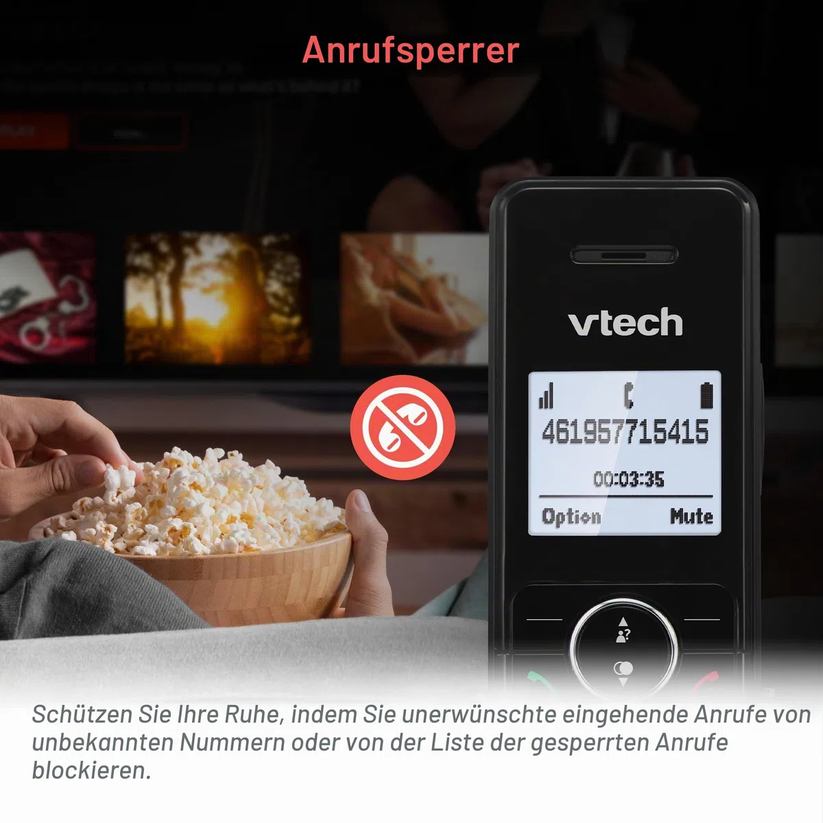 VTech MS3050 Schnurloses Festnetztelefon DECT mit Anrufsperre, Anrufbeantworter, Anrufer-Identifikation/Anruf ausstehend, Lautstärkeregler, Freisprecheinrichtung, schnelle Nummerierung