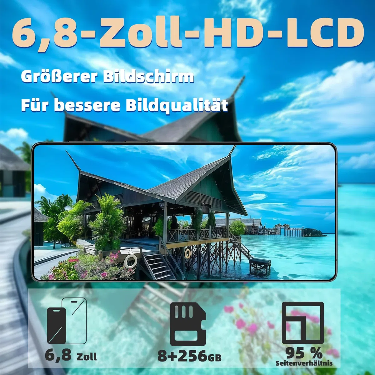 5G Smartphone 8+256GB, 6.9" HD, 6000mAh, 21+8MP, Dual SIM