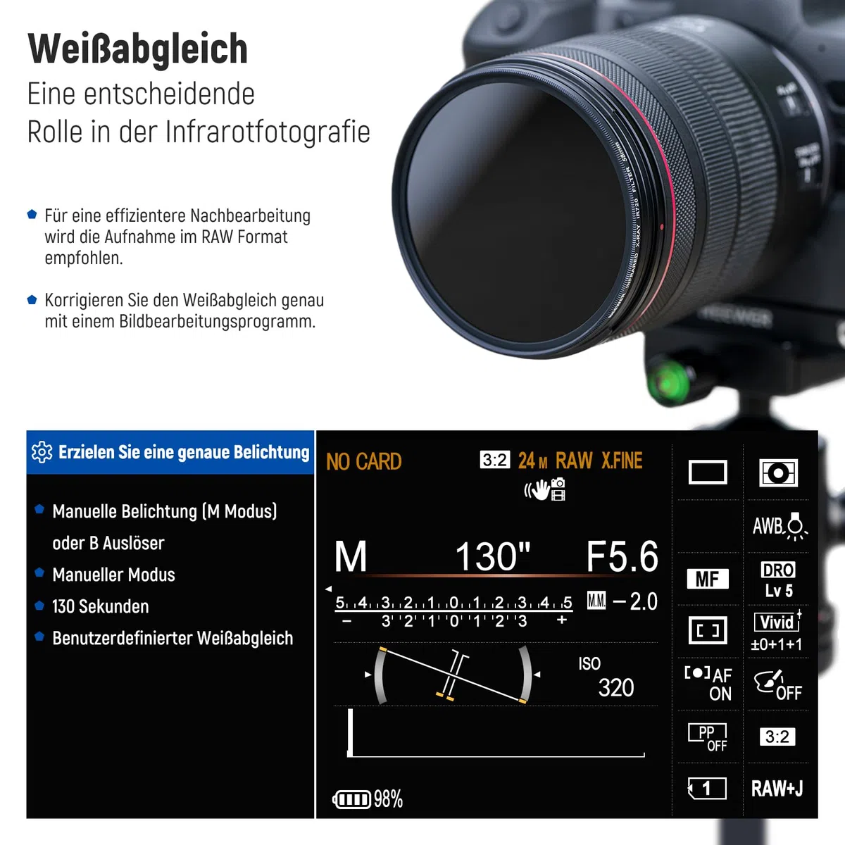 NEEWER 58mm Infrarotfilterset, 4er Pack IR720/IR760/IR850/IR950 Infrarot IR Set mit Tragetasche und Reinigungstuch, kompatibel mit Canon Nikon Sony Panasonic Fuji Kodak IR unterstützten DSLR Kameras