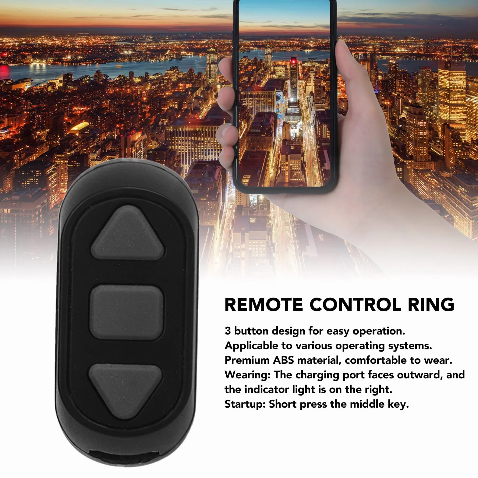 Fingertip Page Turner für, Bluetooth Control Page Turner mit Multisystem-Unterstützung, Wireless Ring Camera Shutter Control für Smartphones Tablets (Schwarz)