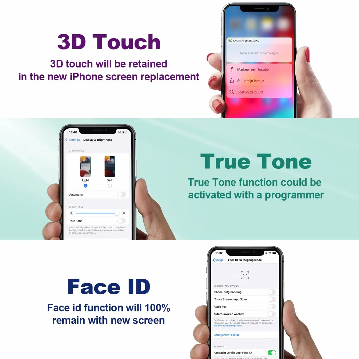 Dinow für iPhone XS Display Bildschirm(Schwarz) 5,8" Touch Screen Ersatz, Display iPhone XS Digitizer Frame Assembly mit 3D Touch + Tool Kit mit Modell A1920, A2097, A2098, A2100