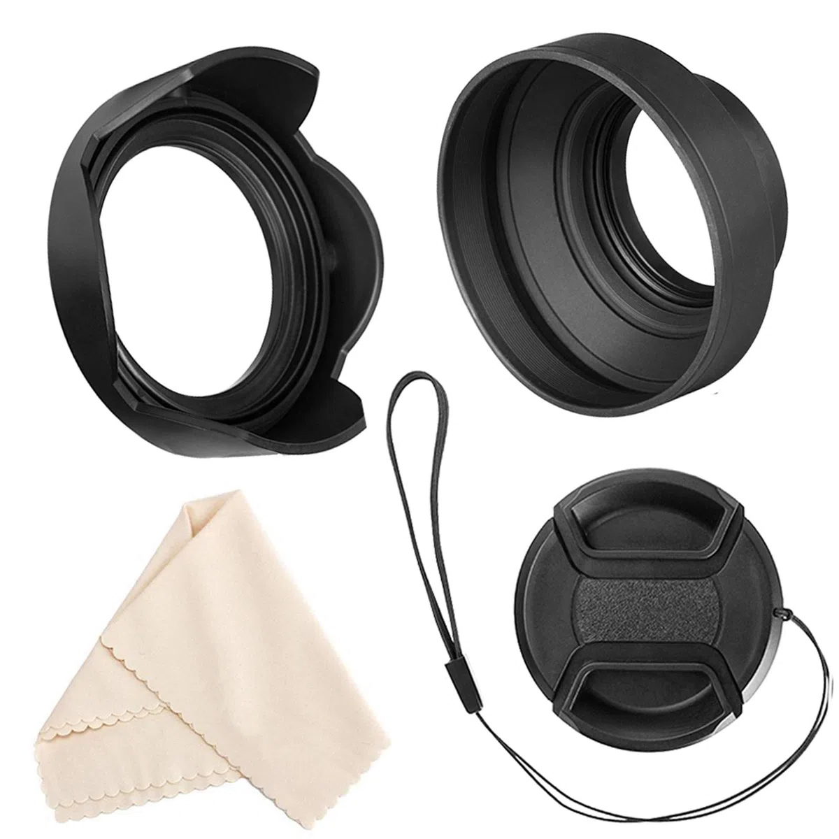 67mm Gegenlichtblenden Set, Zusammenklappbare Gummi Gegenlichtblenden + Reversibel Streulichtblende + Objektivdeckel