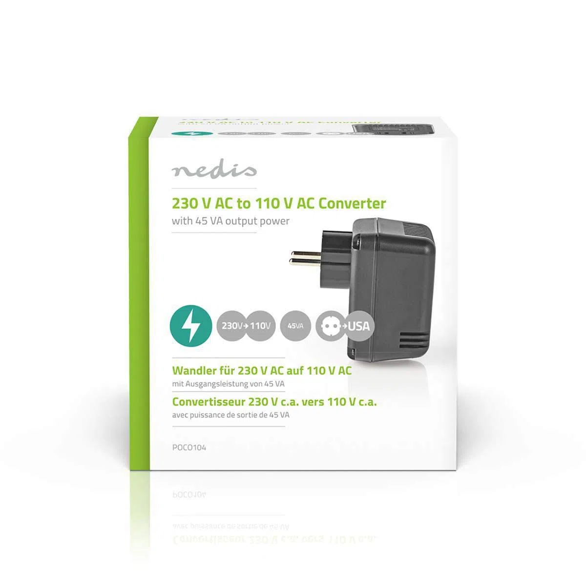 Stromwandler - Netzstromversorgung - 230 V AC 50 Hz - 45 W - Schutzkontakt - Schwarz