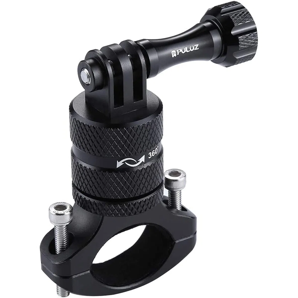 PULUZ Action cam fahrradhalterung for Gopro Hero 12 11 10 9 8 7 & DJI OSMO & insta360 x3, 360 Grad Rotary Lenkerhalterung 360-Grad-Aluminiumlegierung zubehör Fahrrad Motorrad Halterung rohrklemme
