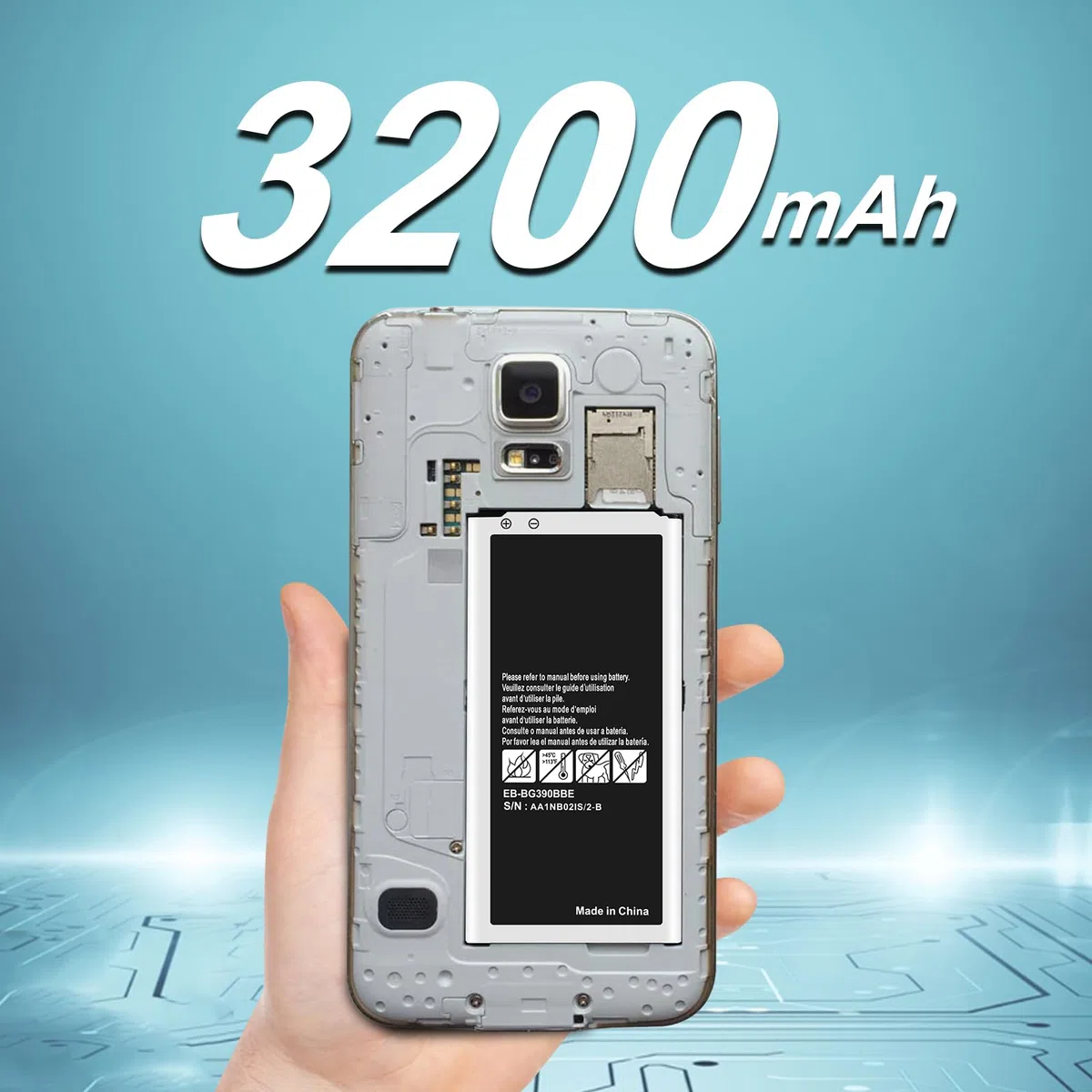 3200mAh Akku für Samsung Galaxy Xcover 4(G390F)/4S(G398F) EB-BG390BBE Lithium-Ionen Ersatzakku