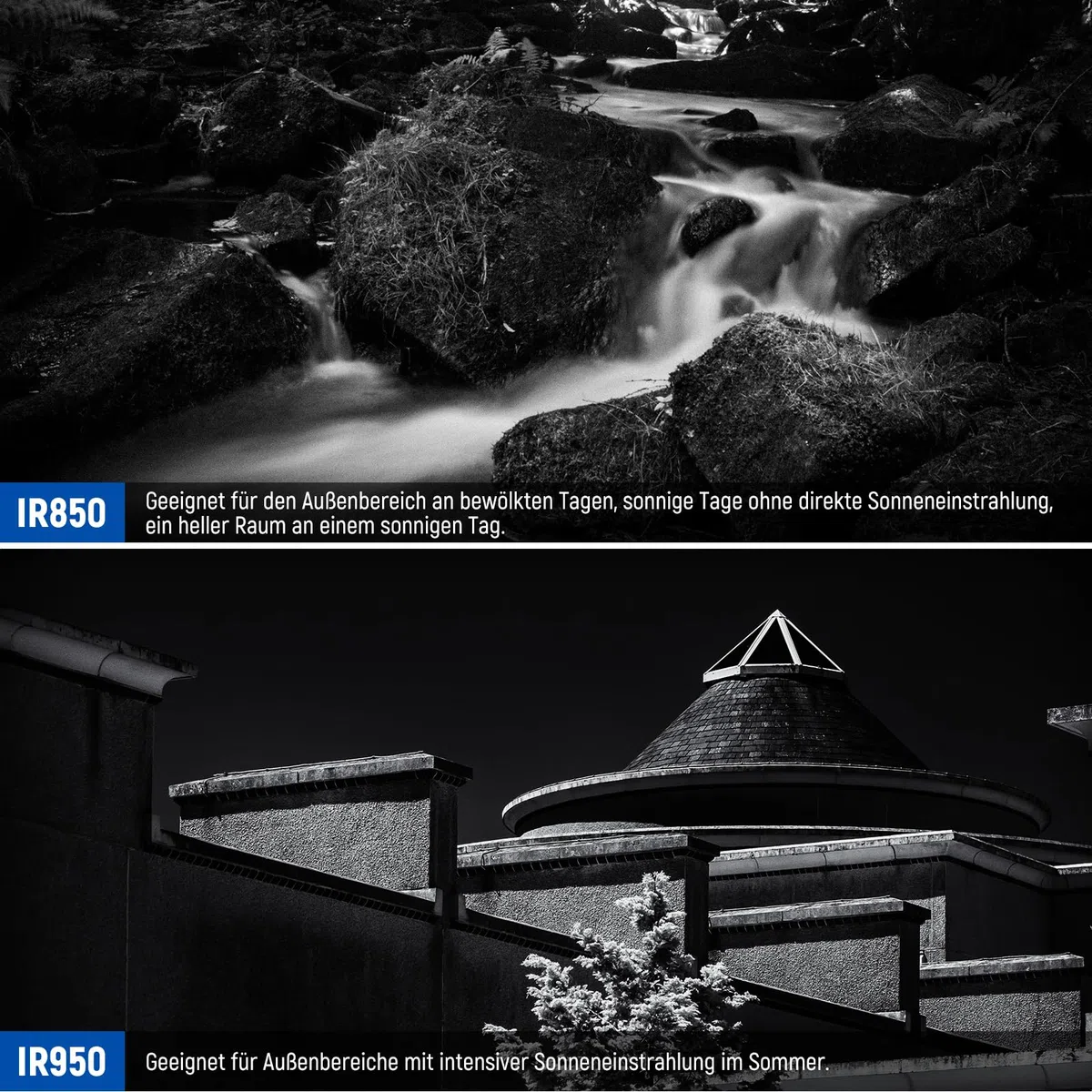 NEEWER 58mm Infrarotfilterset, 4er Pack IR720/IR760/IR850/IR950 Infrarot IR Set mit Tragetasche und Reinigungstuch, kompatibel mit Canon Nikon Sony Panasonic Fuji Kodak IR unterstützten DSLR Kameras