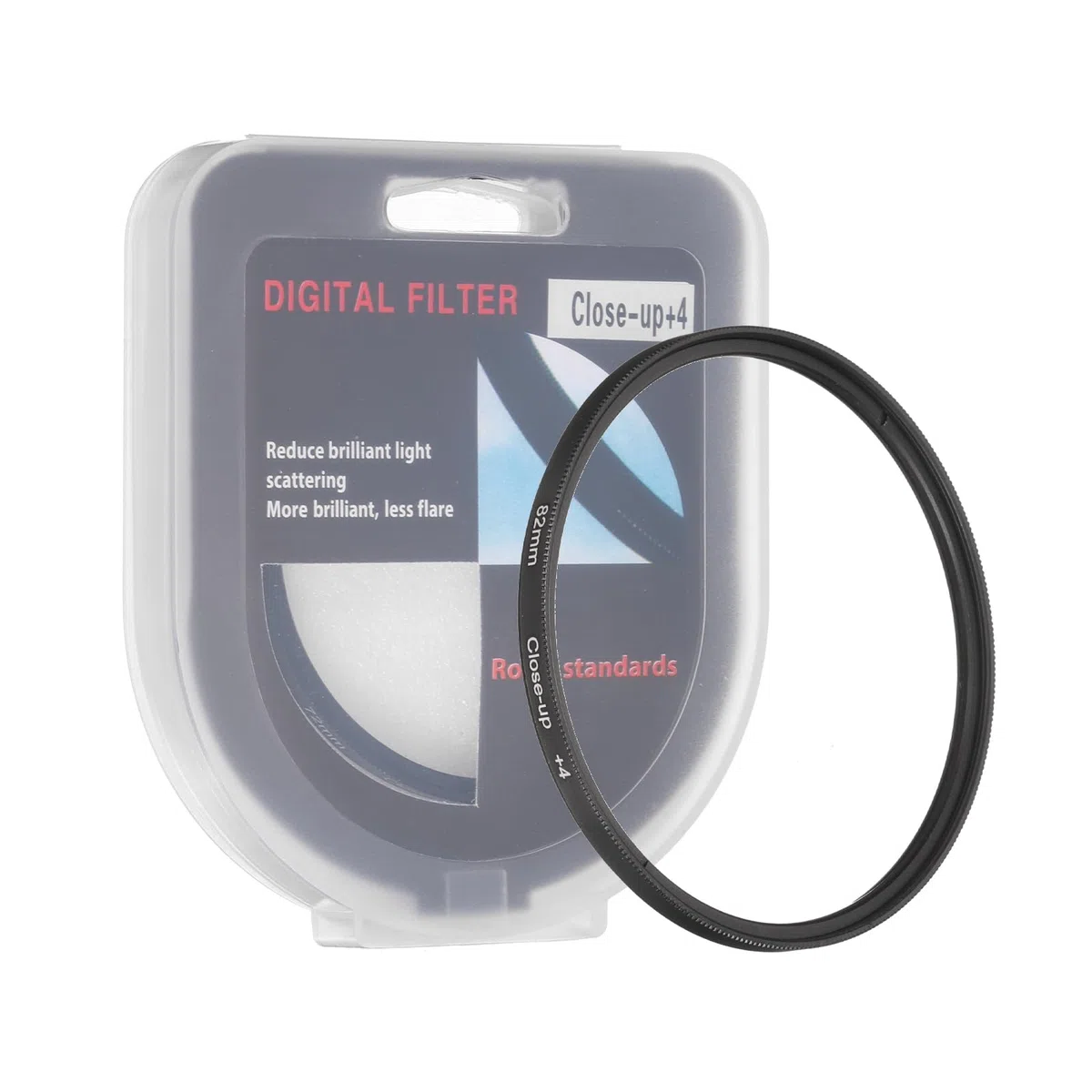 PATIKIL 82mm Nahfilter Makroobjektivfilter +4 Dioptrien Vergrößerungsnahlinsen mit Objektivdeckel Kamera Schwarz