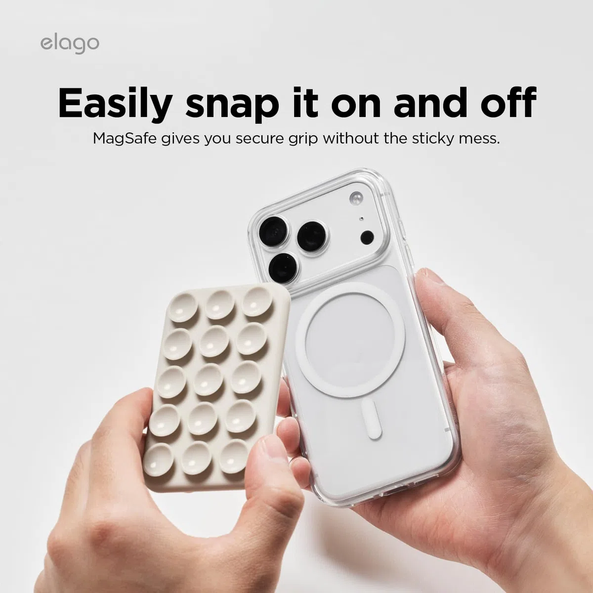 elago Magnetische Saugnapf Halterung Kompatibel mit MagSafe-Hülle, Abnehmbarer Silikon-Griffhalter für iPhone, Freihändige Selfies/Videos für TikTok- & Instagram-Influencerin/Schöpferin (Taupe)
