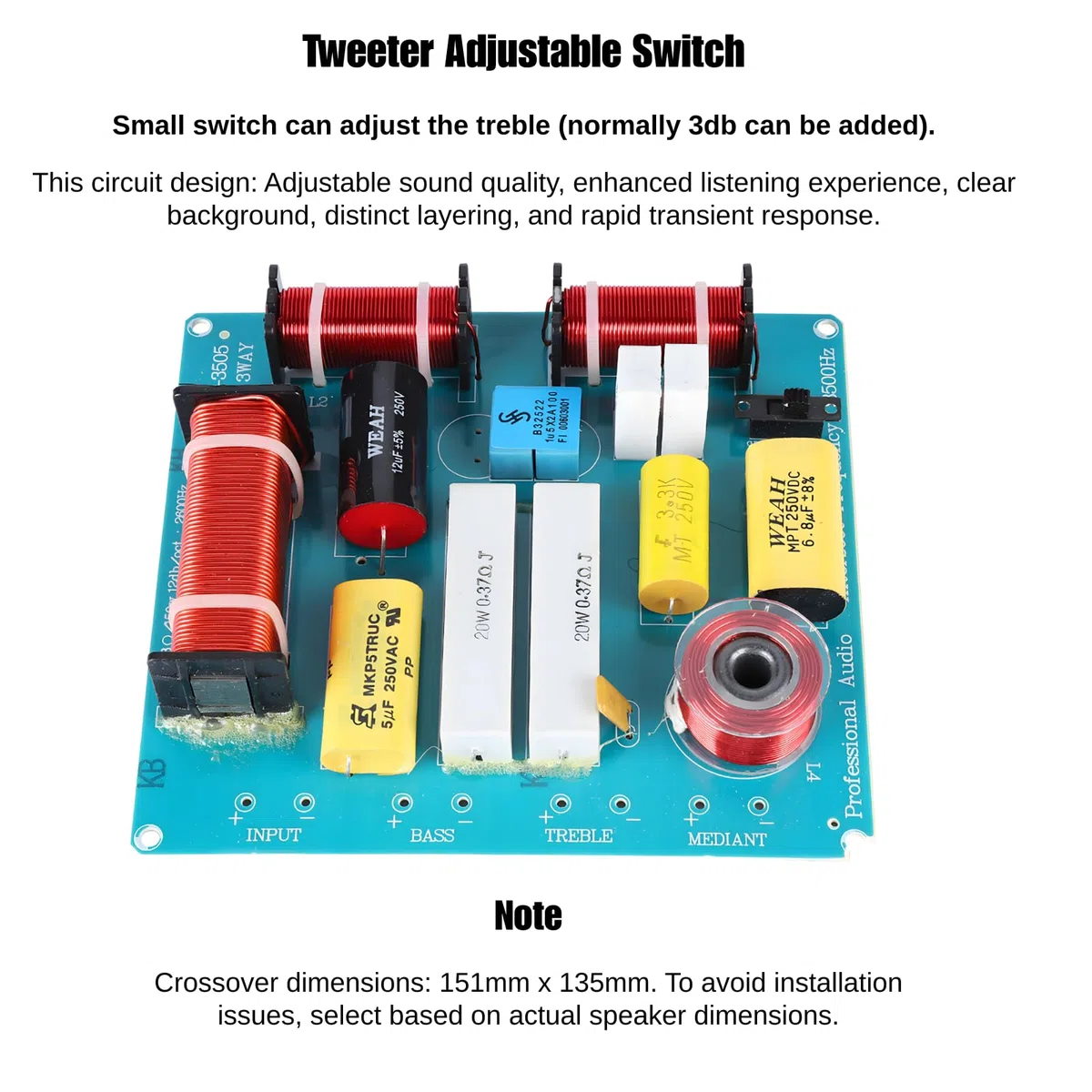3-Wege Frequenzweiche Lautsprecher Frequenzteiler Crossover Filter Audio Frequenzteiler Divider 300W für DIY KTV Bühnenlautsprecher