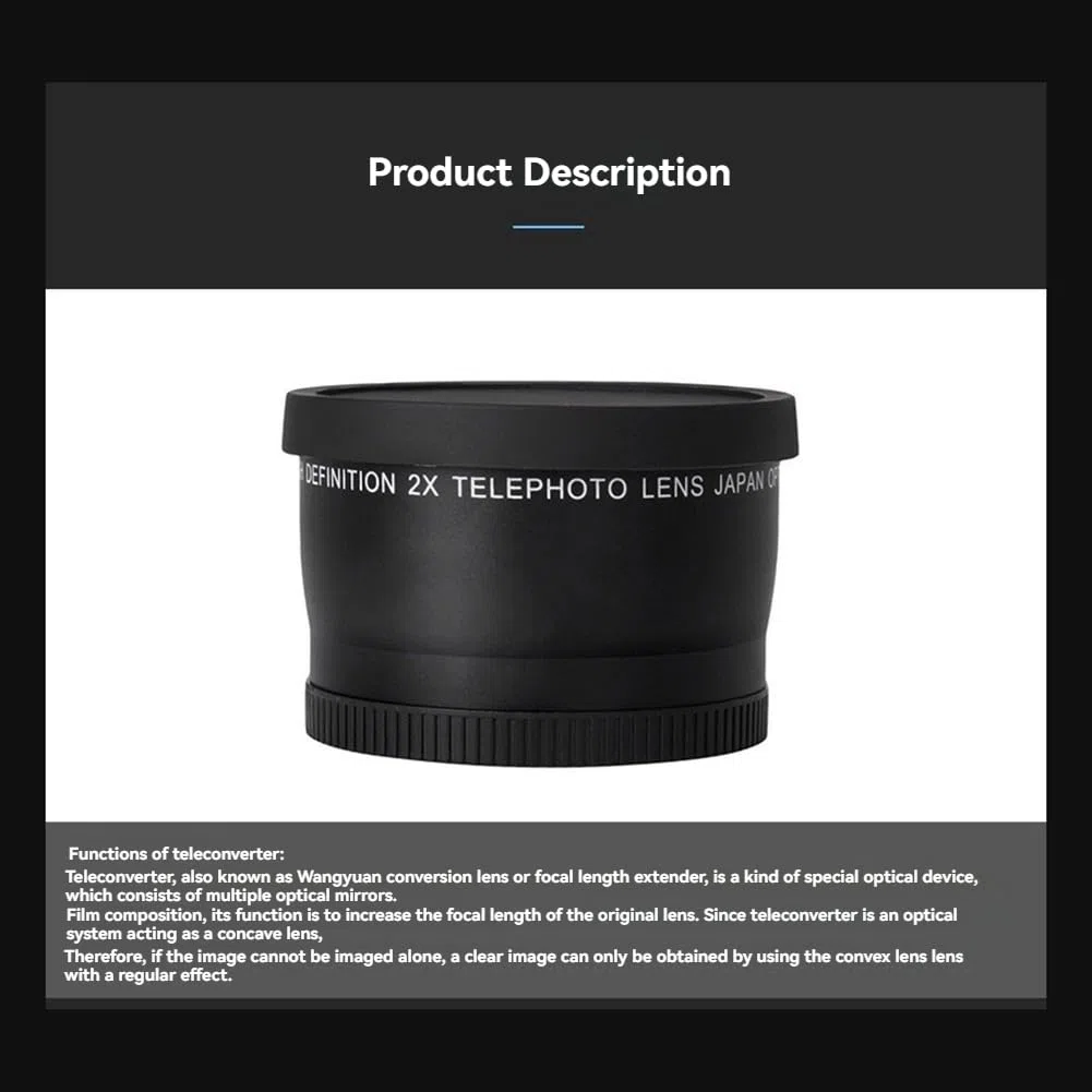55mm 2.0X Teleobjektiv Telekonverter Objektiv Digitale Spiegelreflexkamera Teile Hochwertiges Fotografie-Zubehör