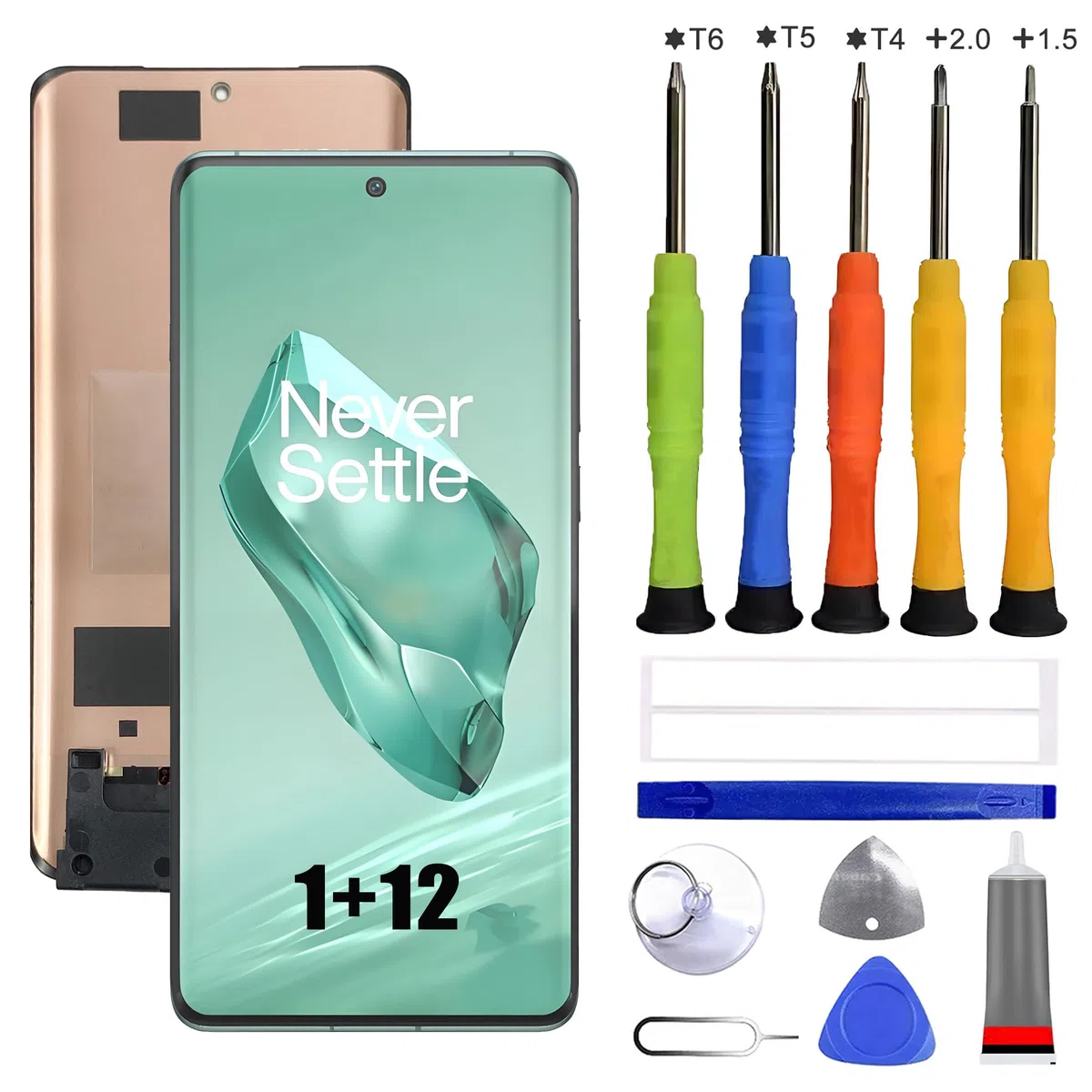 kompatibel mit One-Plus 12 PJD110, CPH2573, CPH2581, CPH2583 LCD Ersatz für Touchscreen, Digitizer und LCD-Display [mit Fingerabdrücken] Mit Reparatur-Set