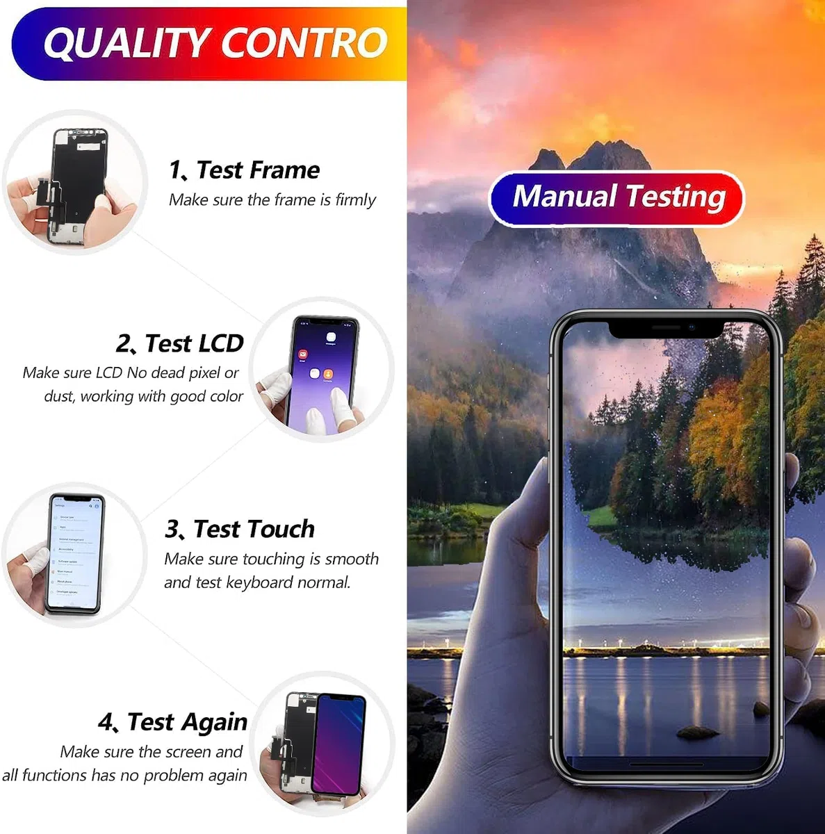 Dinow für iPhone XS Display Bildschirm(Schwarz) 5,8" Touch Screen Ersatz, Display iPhone XS Digitizer Frame Assembly mit 3D Touch + Tool Kit mit Modell A1920, A2097, A2098, A2100