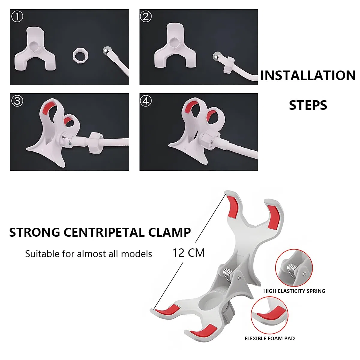 Universal Flexible Handy-Halter, Handy Halterung Für Bett Auto, Schwanenhals Handy Halterung Flexible, Telefonhalter Schwanenhals, Schwanenhals Handy Halter Flexible Lang Arm(Weiß)