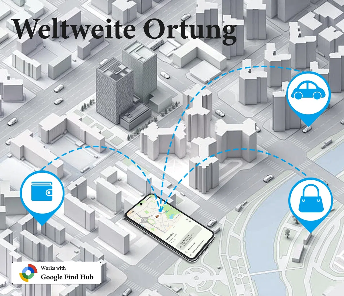 Wallet Tracker Karte für Android(Nur Android), Ultra-Dünner Geldbörsen Tracker Karte, Wiederaufladbare Geldbeutel Finder für Gepäckanhänger, Pässe, IP68 Wasserdicht