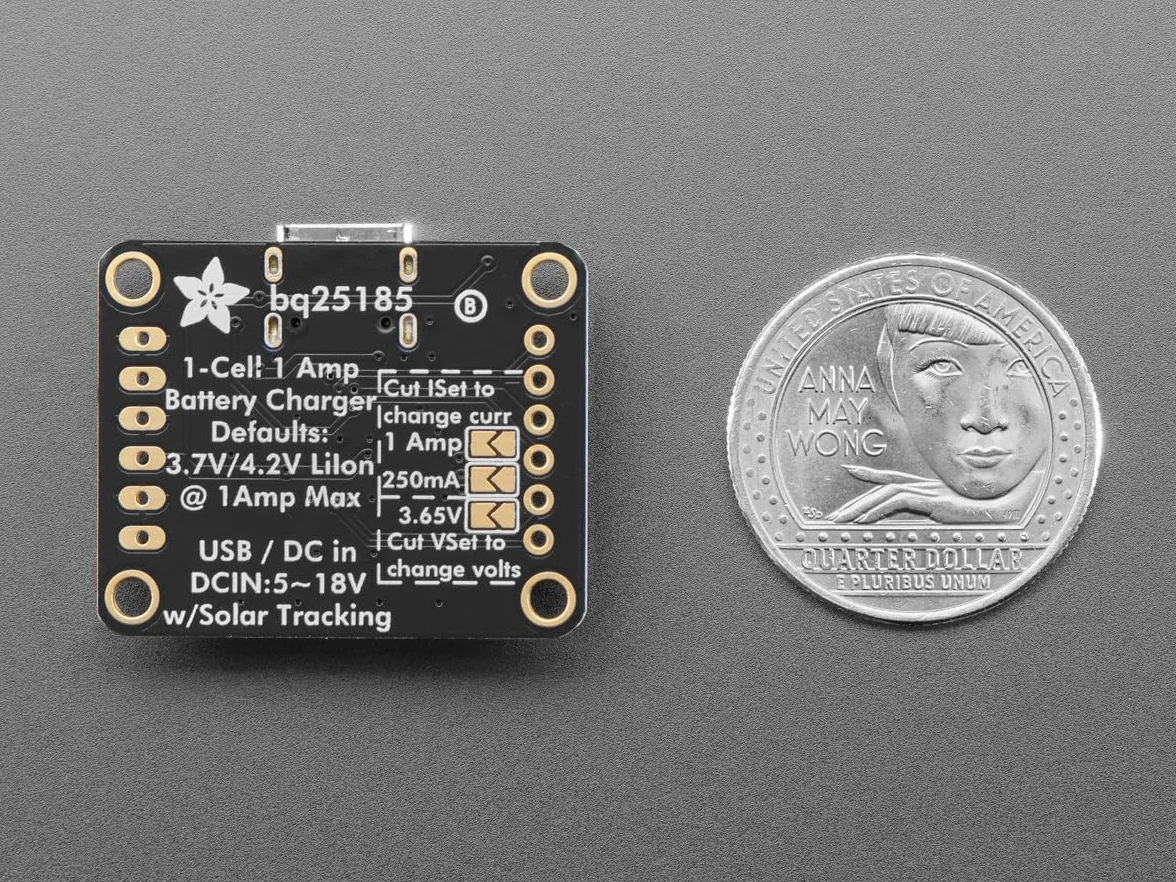 Adafruit bq25185 USB/DC/Solar Lithium-Ionen/Polymer Lademodul, 6091