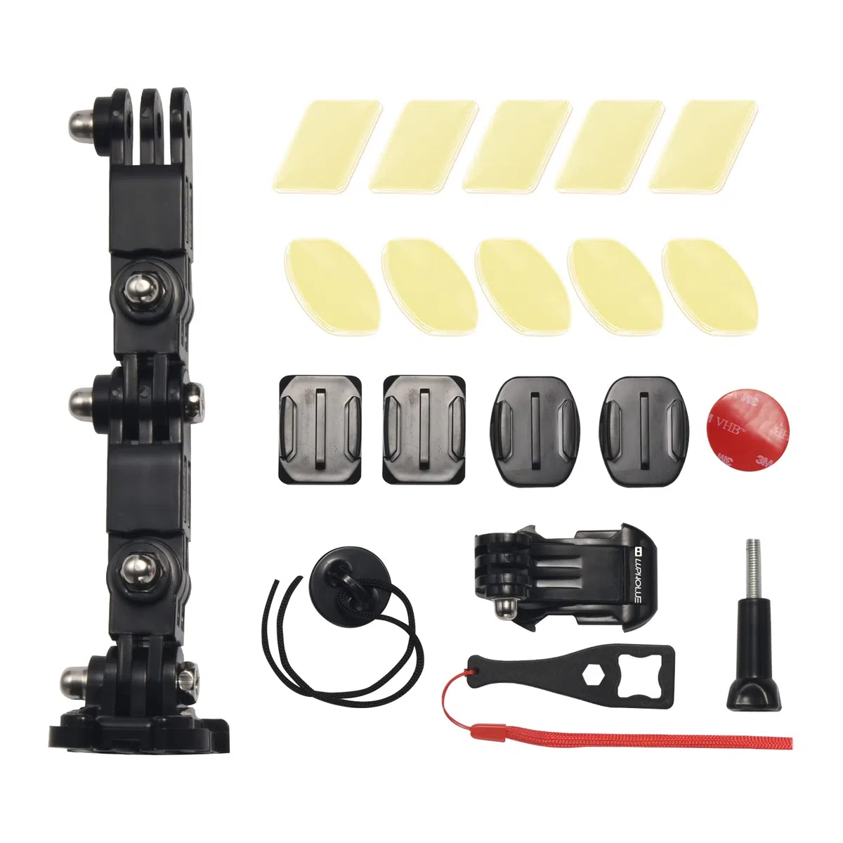 Motorradhelm Chin Swivel 3-Wege-Drehlager Rotationsmontage-Kit Compatible with GoPro Hero 13 12 11 10 9 8 7 (2018) 6 5, Schwarz, Session, Xiaomi Yi, SJCAM und Anderen Action-Kameras