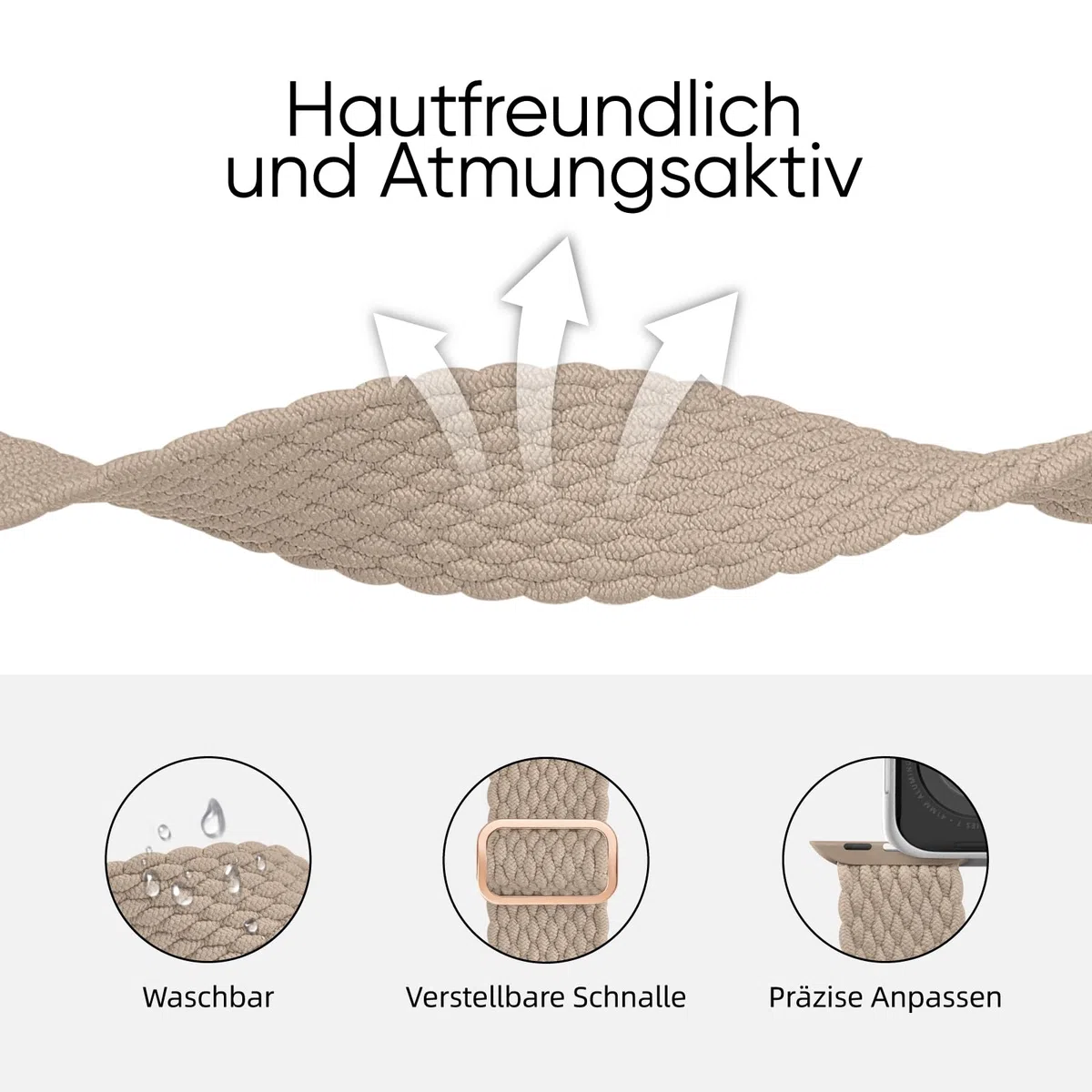 8 Stück Geflochtenes Armband Kompatibel mit Apple Watch 38mm 40mm 41mm 42mm 44mm 45mm 46mm, Elastisches Nylon Stoff Band für Apple Watch 11 10 9 SE 8 7 6 5 4 3 2 1