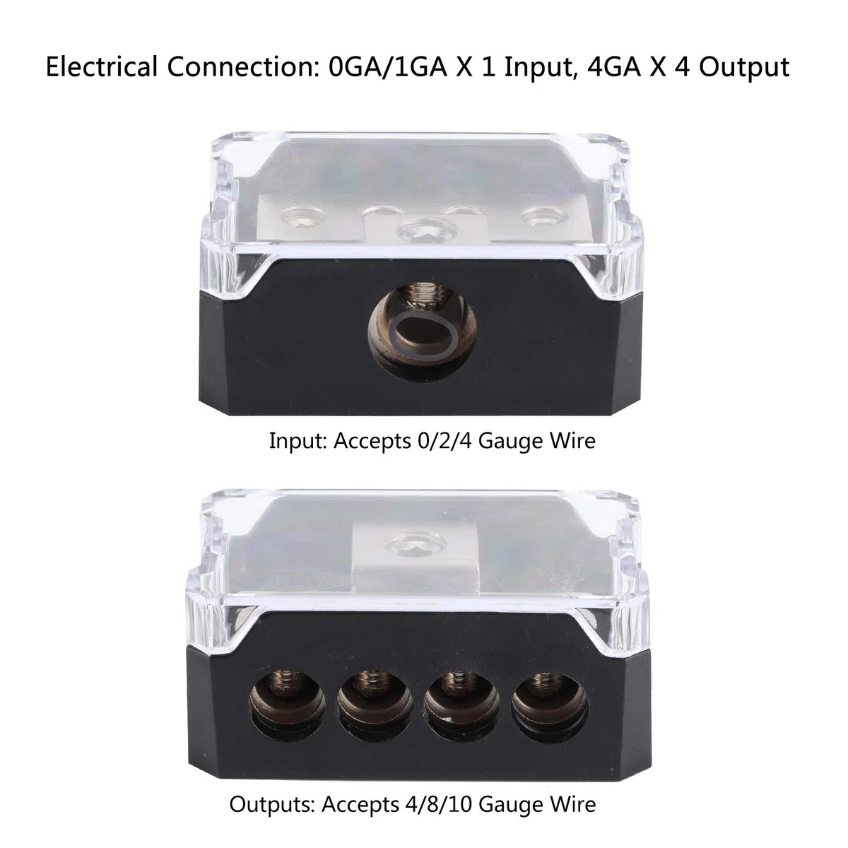 Verteilerblock Auto 0GA 1GA X 1 Eingang 4GA X 4 Ausgang Car-Audio-Stereo-Verstärker-Splitter Verbindungskasten Spurweite Ausgang Verstärker Stromverteilung Masse Verteiler Anschlussblock
