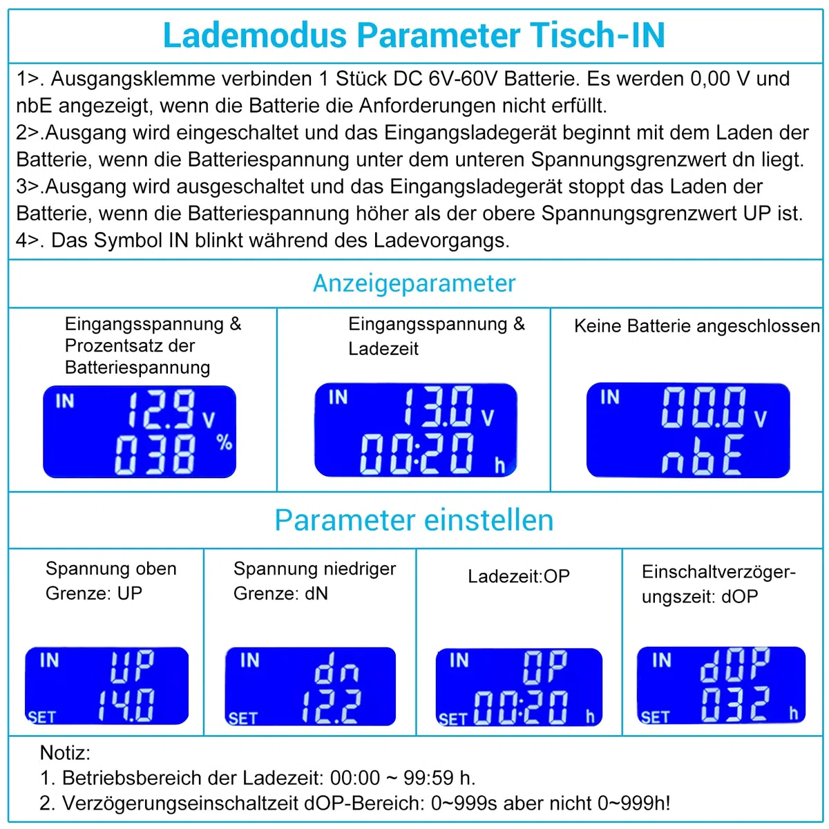 DONGKER Niederspannungs Abschaltung Schützt DC 6V-60V Digitaler Batteriewächter Schutzmodul 30A mit LCD-Display für Lithium Batterie und Blei-Säure-Batterie Programmable