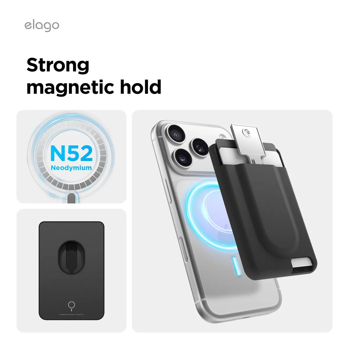 elago Key Magnetische Kartenhalter für 2 Karten, Kompatibel mit MagSafe,Kompatibel mit iPhone 17/16/15/14/13/12 Serie – Wallet, Sichere Handy Geldbörse, Langlebiges Silikon (Schwarz)