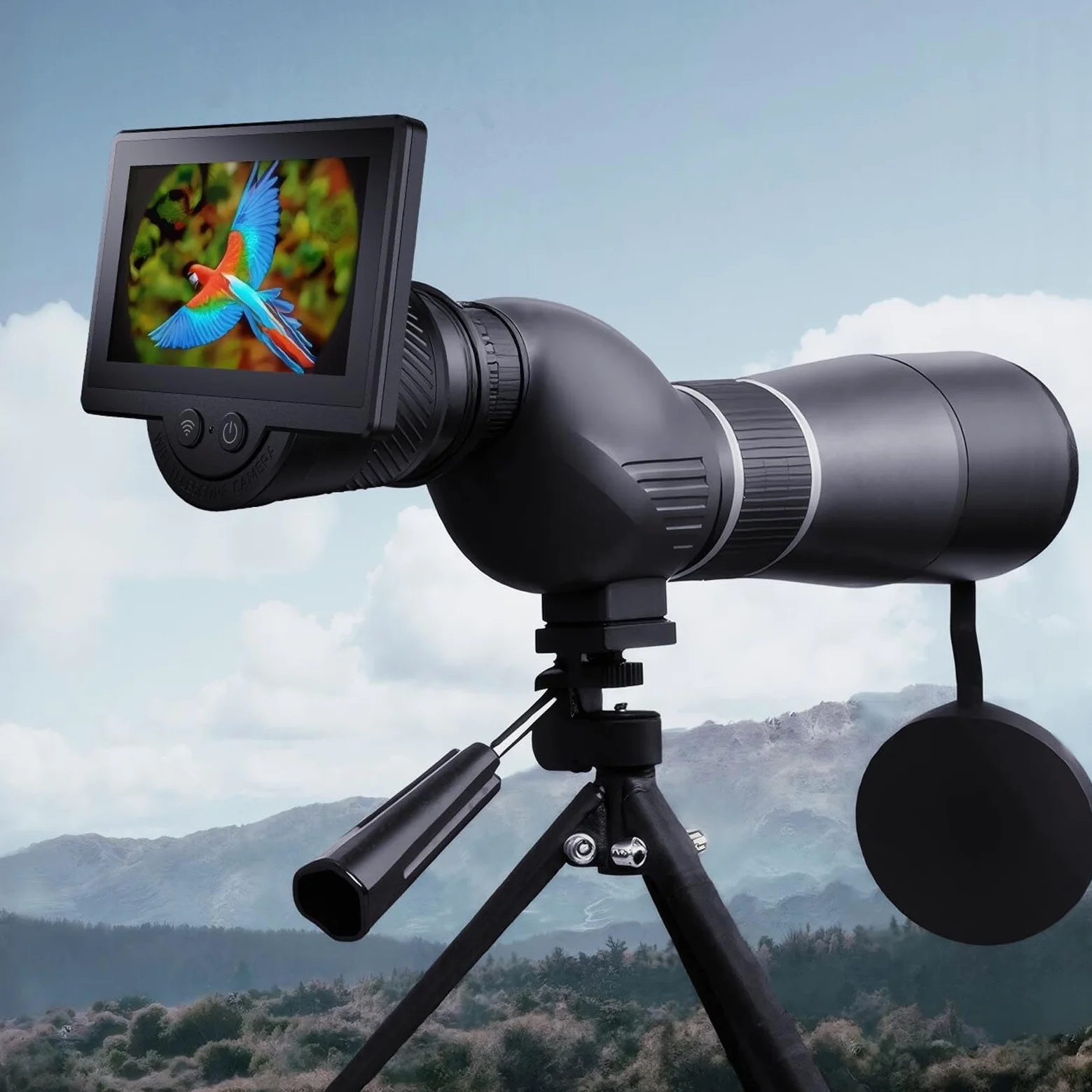 Electronic WiFi Eyepiece Camera with 4.3-Inch Display for Telescopes 26 mm to 47 mm, App-Controlled 4K Imaging & Live View Compatible with Optical Devices