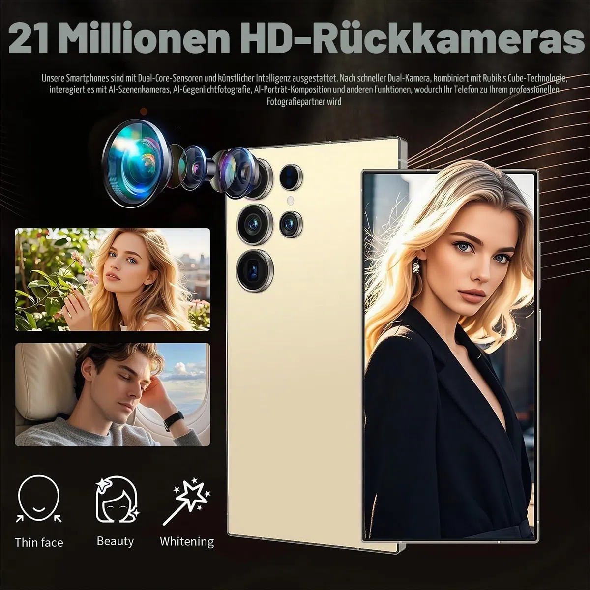 5G Smartphone 8+256GB, 6.9" HD, 6000mAh, 21+8MP, Dual SIM