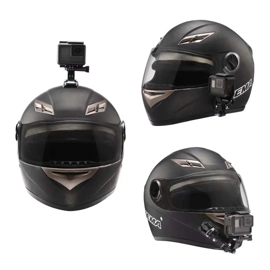 Motorradhelm Chin Swivel 3-Wege-Drehlager Rotationsmontage-Kit Compatible with GoPro Hero 13 12 11 10 9 8 7 (2018) 6 5, Schwarz, Session, Xiaomi Yi, SJCAM und Anderen Action-Kameras