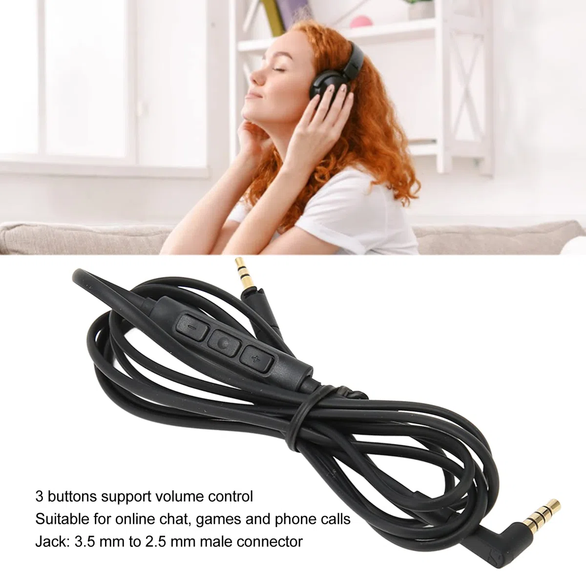 Ersatz Kopfhörerkabel mit Inline Mikrofon Fernbedienung für die Lautstärkeregelung für HD4.40, HD4.40BT, HD4.50, HD4.50BTNC, HD4.30i, HD4.30G Kopfhörer.