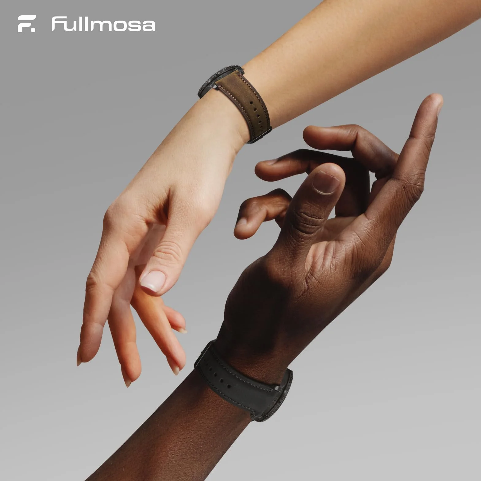 Fullmosa Echtleder Uhrenarmbänder 22mm Schnellwechsel-Armband für Damen & Herren, 2er Set Wechsel Lederarmbänder mit Edelstahl-Verschluss, Kaffee & Schwarz mit Schwarz-Verschlüsse