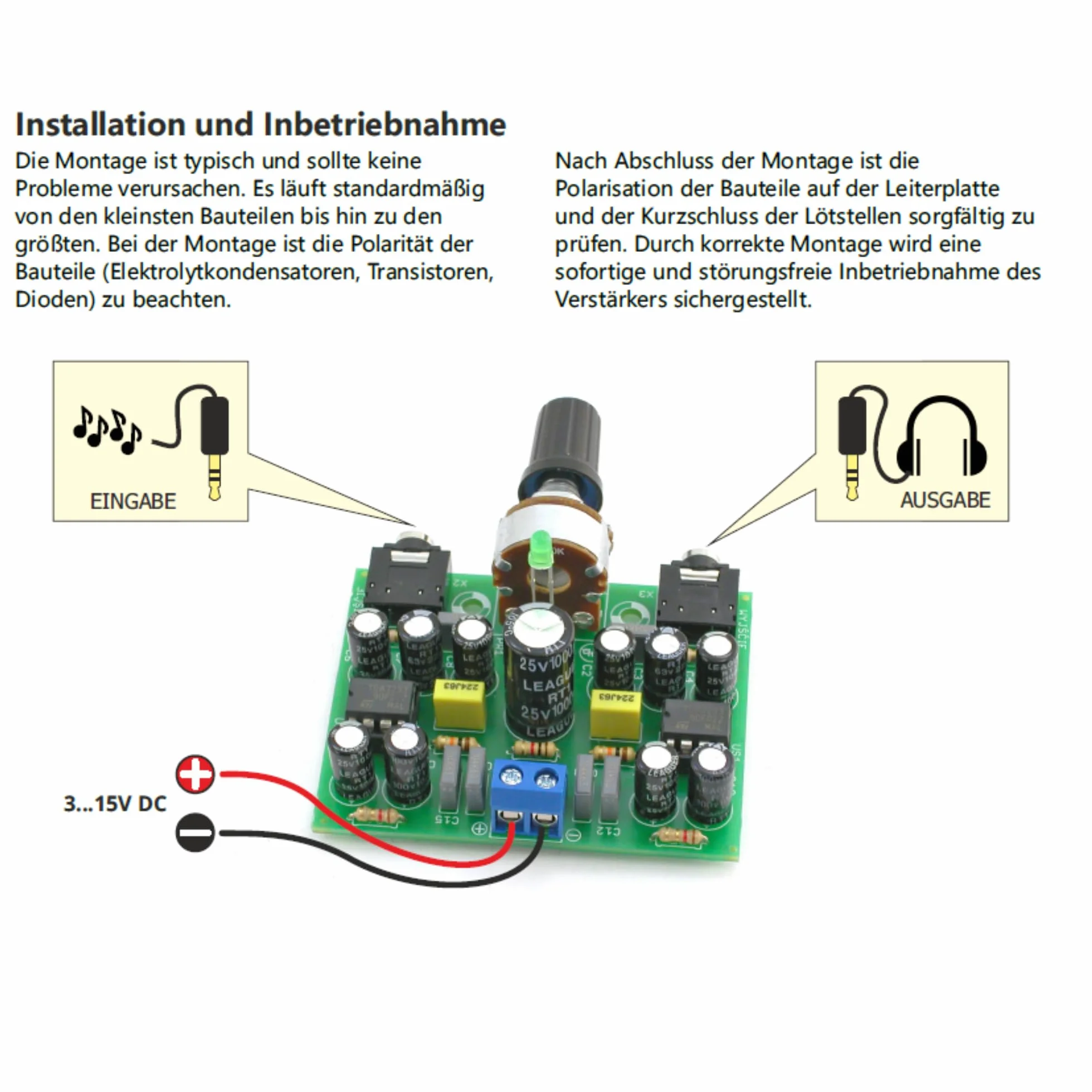 AVT1024 Kopfhörerverstärker Bausatz Klasse AB 800mW 17Hz–23kHz TDA7233 Stereo Audio Verstärker DIY Elektronik Kit Für Anfänger Schwierigkeitsgrad 1