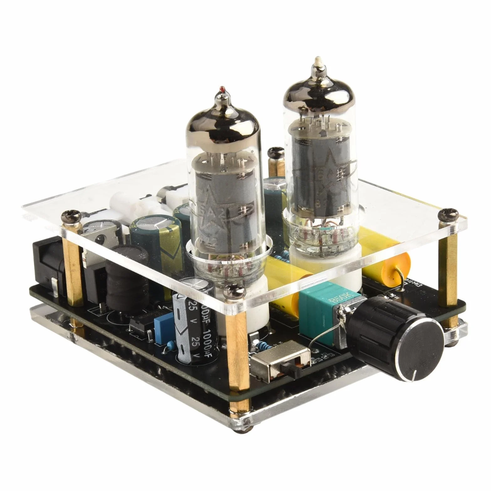 HiFi-Röhrenvorverstärker mit 6A2-Ventil, Klasse A, Audio-Vorverstärker für Heimkino, unterstützt 6J1, 6J3, 6K4, DC12-16 V Eingang, 87 x 75 mm kompaktes Gehäuse