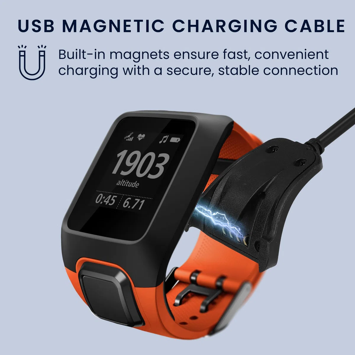 kwmobile USB Kabel Charger kompatibel mit TomTom Adventurer/Runner 3/Spark 3/Golfer 2 Ladekabel - Smart Watch Ersatzkabel - Fitnesstracker Aufladekabel in Schwarz