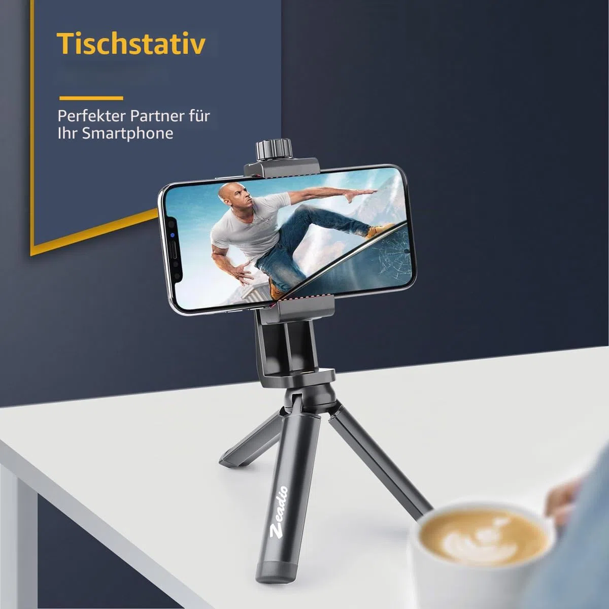 Zeadio Metallischer Mini-Stativ, kompakter Tischstativ für Smooth 4, Osmo Mobile, Vimble 2, Gimbal Griff Stabilisator und alle Kameras