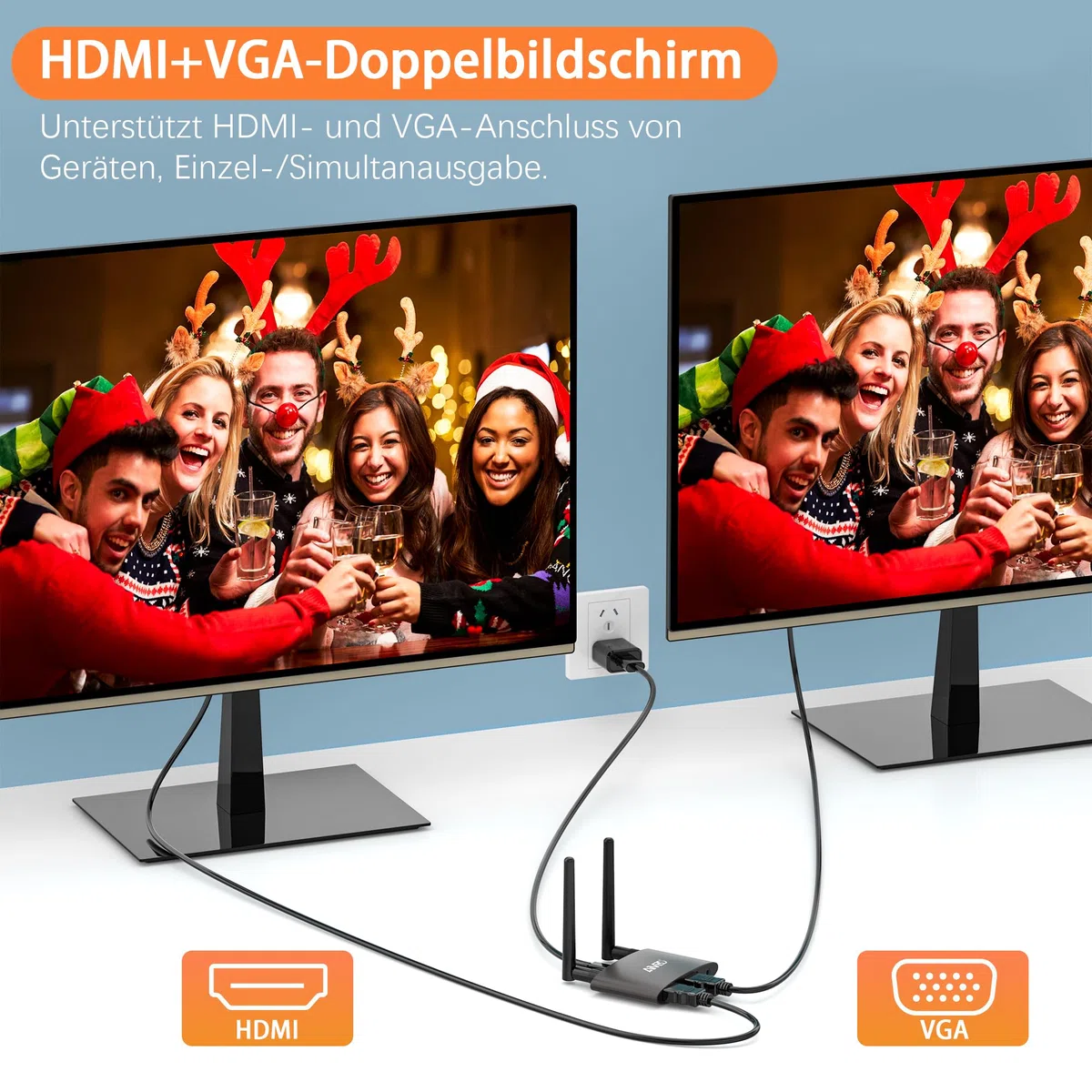 HDMI Wireless 4K/5.8G, VGA&HDMI Funkübertragung Dual-Screen