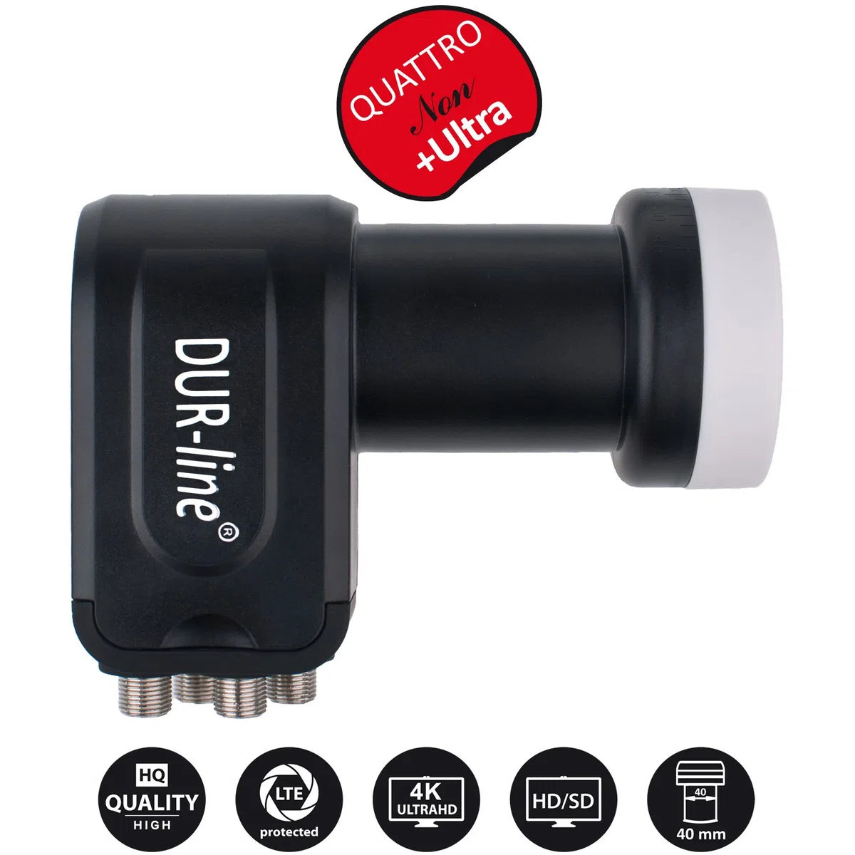 DUR-line Multischalter LNB Set - Qualitäts-Alu-Satelliten-Komplettanlage - Select 75/80cm Spiegel/Schüssel Rot + Quattro LNB - für Multischalter [Neuste Technik, DVB-S2, 4K, 3D]