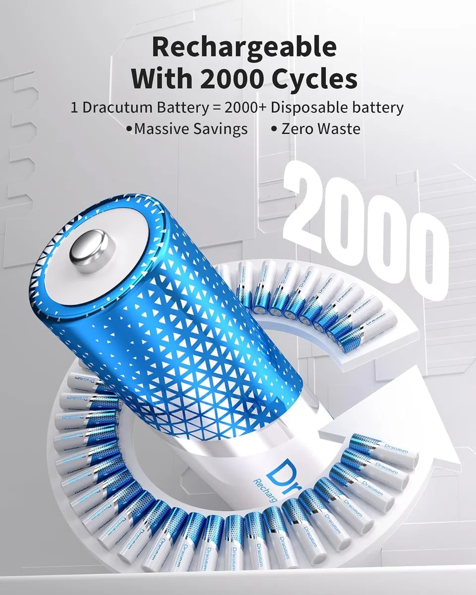 1.5V wiederaufladbare AAA Lithium Akkus 8 Stück, 1300mWh Lithium wiederaufladbare langlebige Trip A Lithium Ionen Batterien