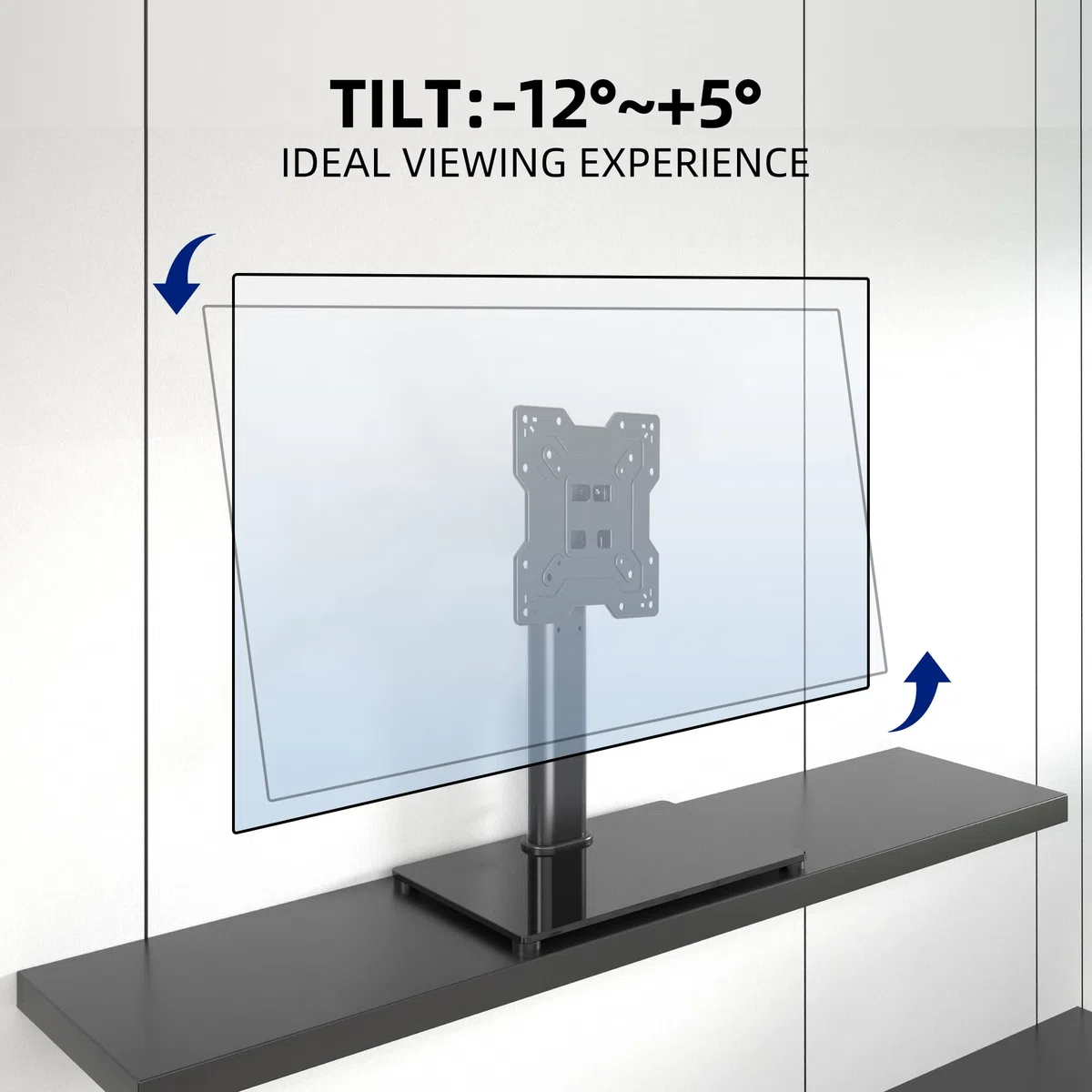 XINLEI TV Ständer TV Standfuss Schwenkba für 17-43 Zoll Fernseher oder Monitor, 3-stufig Höhenverstellbar Tisch-TV Standfüßer mit gehärtetem Glasfuß bis zu 40 kg, VESA max. 200x200 mm Universal