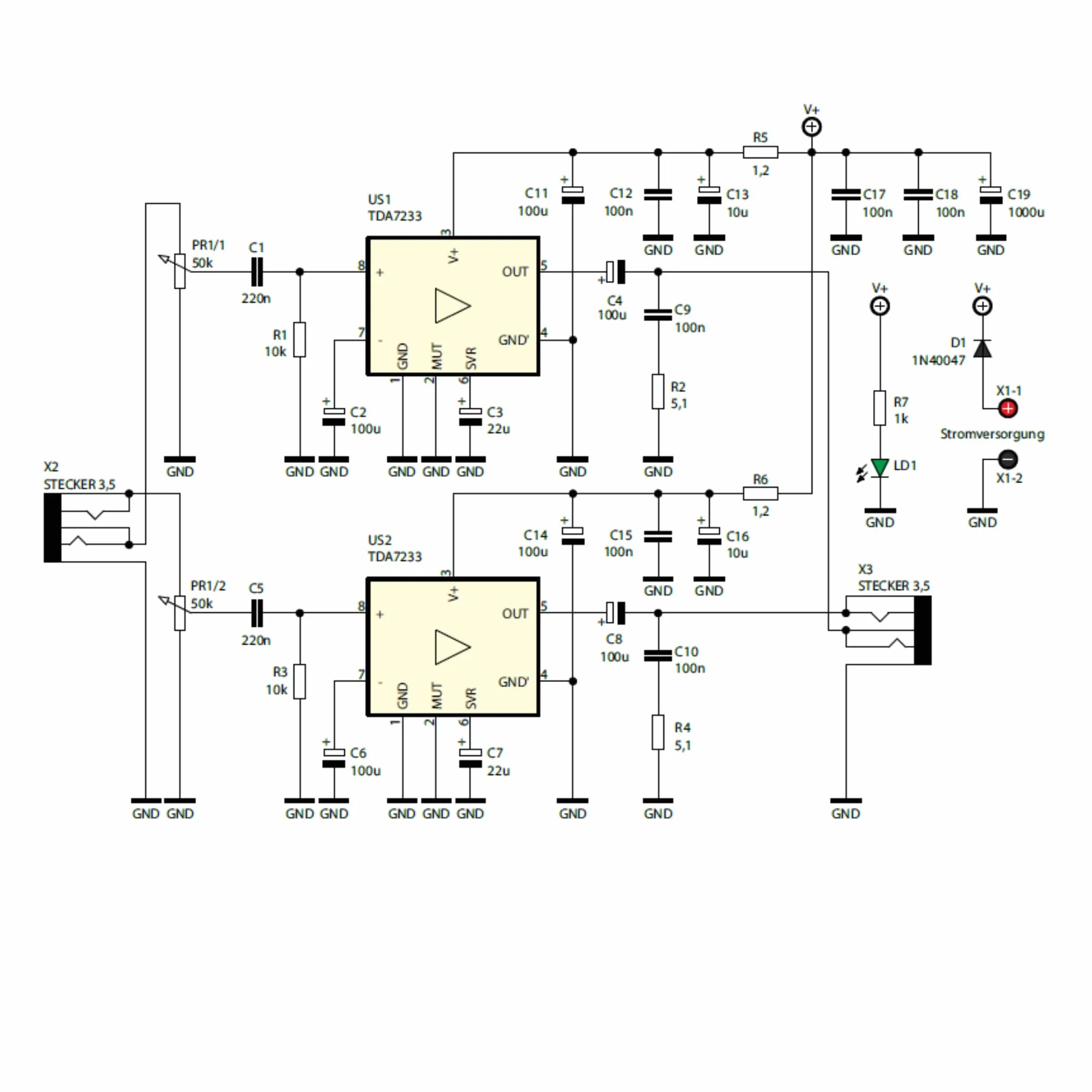 AVT1024 Kopfhörerverstärker Bausatz Klasse AB 800mW 17Hz–23kHz TDA7233 Stereo Audio Verstärker DIY Elektronik Kit Für Anfänger Schwierigkeitsgrad 1